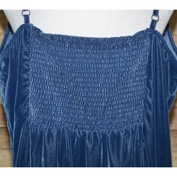 Old Navy Plus 2X Blue Velvet Sleeveless Maxi Dress Adjustable Straps Slit V-Neck - Picture 6 of 9